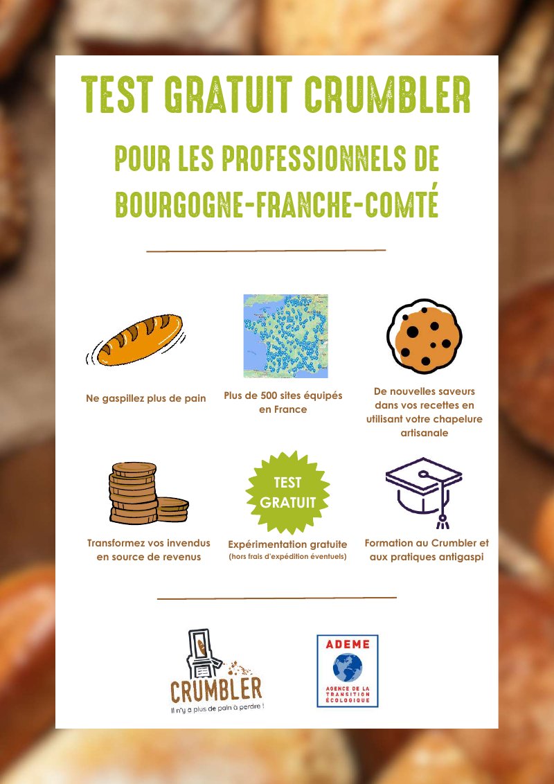 Affiche Test gratuit Crumbler pour les professionnels de Bourgogne-Franche-Comté